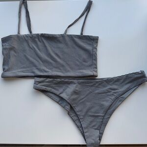 Kaohs Black and White Gingham Bikini Set